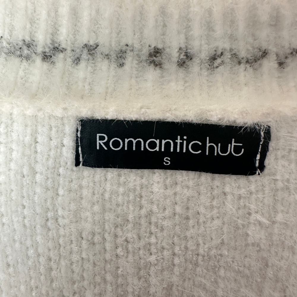 Romantic Hut Fuzzy Knit Cardigan Sweater Fair Isle Nordic Pattern Cottagecore SM - Picture 3 of 15